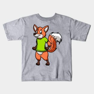 Cute Anthropomorphic Human-like Cartoon Character Fox in Clothes Kids T-Shirt